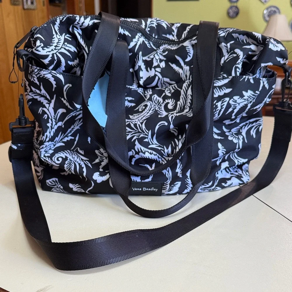 Vera Bradley NWT Reactive Recycled Lighten Up Black and White Tote 19x13x6